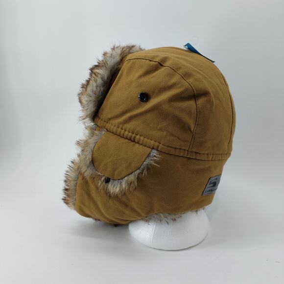 SA Company Trapper Hat Brown Canvas Faux Fur One Size - Picture 2 of 14